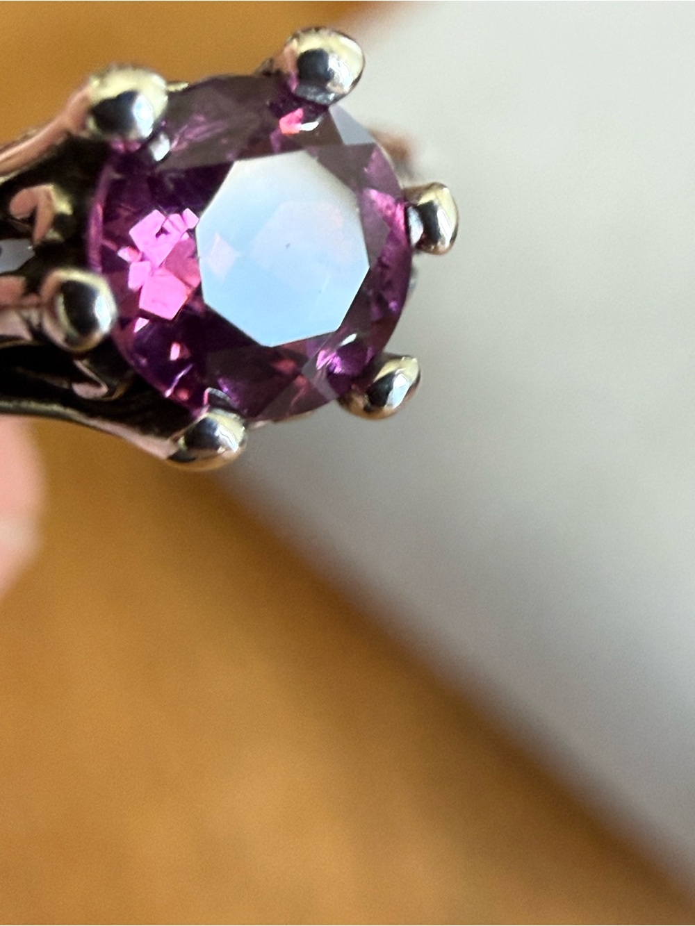 Kabana 925 Silver Art Deco Filigree Solitaire Ring Size 6 - Picture 5 of 11